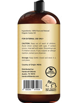 Handcraft Blends Organic Castor Oil - 28 Fl Oz - 100% Pure and Natural - Premium Grade Carrier Oil for Hair Growth, Eyelashes and Eyebrows - Hair and Body - Expeller-Pressed & Hexane-Free