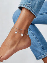 U7 Silver Anklets for Women Lightweight, Stainless Steel Ankle Bracelets Silver Layered Chain Anklet for Women Waterproof