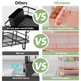 Hiviweer Pink Dish Drying Rack - Space-Saving Dish Rack,Dish Racks for Kitchen Counter with Drainboard, Birthday Christmas Day Mothers Day Thanksgiving Gifts for Mom Grandma Wife Kitchen Enthusiasts