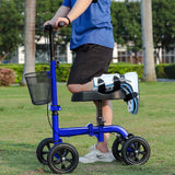 RINKMO Knee Scooter, Foldable Knee Walker Economical Leg Scooters for Foot Injuries Best Crutches Alternative (Blue)