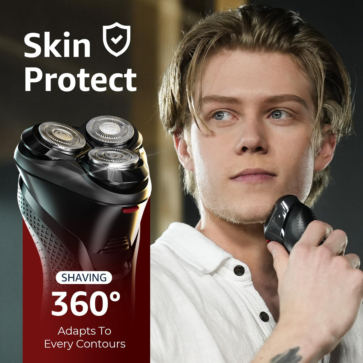 Electric Razor for Men, rategist Rechargeable Shaver, Waterproof Wet Dry Cordless, Adjustable Speeds, with Nose Hair Trimmer
