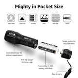 Lighting EVER LED Flashlights High Lumens, Small Flashlight, Waterproof, Adjustable Focus Flash Light for Outdoor, Emergency, Camping, AAA Batteries Included, 2 Pack