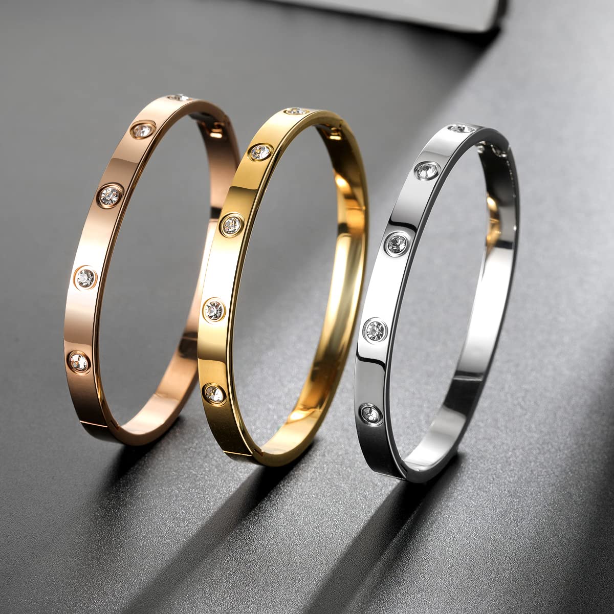 RIMRIVA Silver Bracelets for Women Trendy Love Friendship Bangle