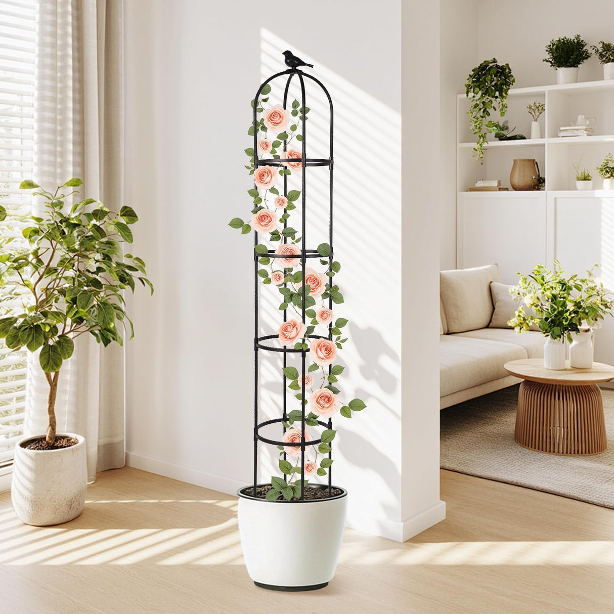 Yotoworth Garden Obelisk Trellis, 6.3 ft Tall, Black, 1PC