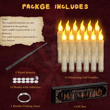 Floating Candles with Wand Remote, Magic Floating Halloween Candles, Flameless LED Flickering Witch Decor Hanging Candles for Halloween Christmas Birthday Party Room Ceiling Decorations, Pack of 12