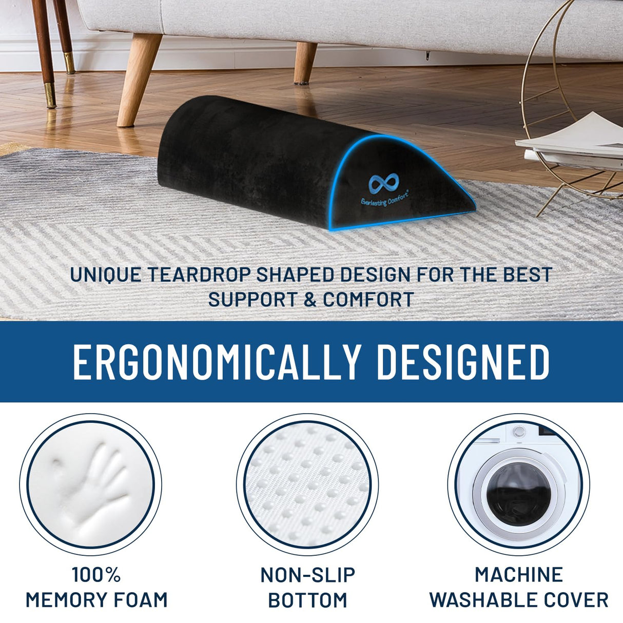 Foot Rest for Under Desk at Work - Memory Foam Office Foot Stool & Under Desk Footrest Leg Elevation Pillow for Gaming & Home Office, Supports Posture