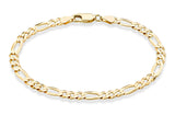 Miabella 18K Gold Plated Sterling Silver Italian 5mm Diamond-Cut Figaro Chain Bracelet for Women Men, 925 Made in Italy (Length 8 Inches)