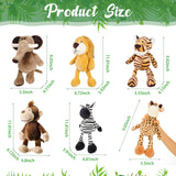 6 Pieces Safari Stuffed Animals Plush Jungle Animal Toys Set for Boys Girls, Lion Elephant Zebra Giraffe Tiger Monkey for Animal Themed Parties Student Award Christmas (Cute Style)