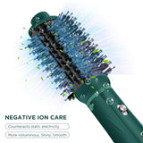 IG INGLAM Hair Dryer Brush, 4-in-1 Detachable Blow Dryer Brush, Ionic Diffuser Hair Dryer & Styler Volumizer with Oval Titanium Barrel, One-Step Hot Air Blowout Brush, Updated Push Switch, Dark Green