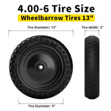 RONPOW 4.00-6 Flat Free Tire and Wheel for Wheelbarrow and Garden Cart