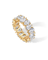 PAVOI 14K Yellow Gold Plated Pear Love Eternity Rings for Women | Gold Cubic Zirconia Ring | Bridal Eternity Wedding Band Ring | Size 5