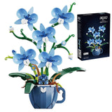 iixeal Blue Orchid Flower Building Set for Adults, Coffee Cup Orchid Botanical Collection Plant Building Kit, Home and Office Decor Gift for Christmas Day, Valentines, Birthday 567pcs