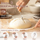 Astercook Sourdough Starter Kit with Round & Oval Banneton Bread Proofing Basket, Starter Jar, Dough Whisk, Scrapers, Stencils, Complete Sourdough Bread Baking Supplies, Fathers Day Gift for Men