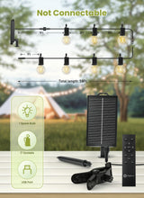 Brightown 58FT Solar String Lights Outdoor with Remote Cable Ties Hooks, 17 LED Shatterproof Bulbs, 3 Light Modes, Dimmer & Timer, Commercial Grade Patio Lights for Yard Balcony Pergola Party Decor