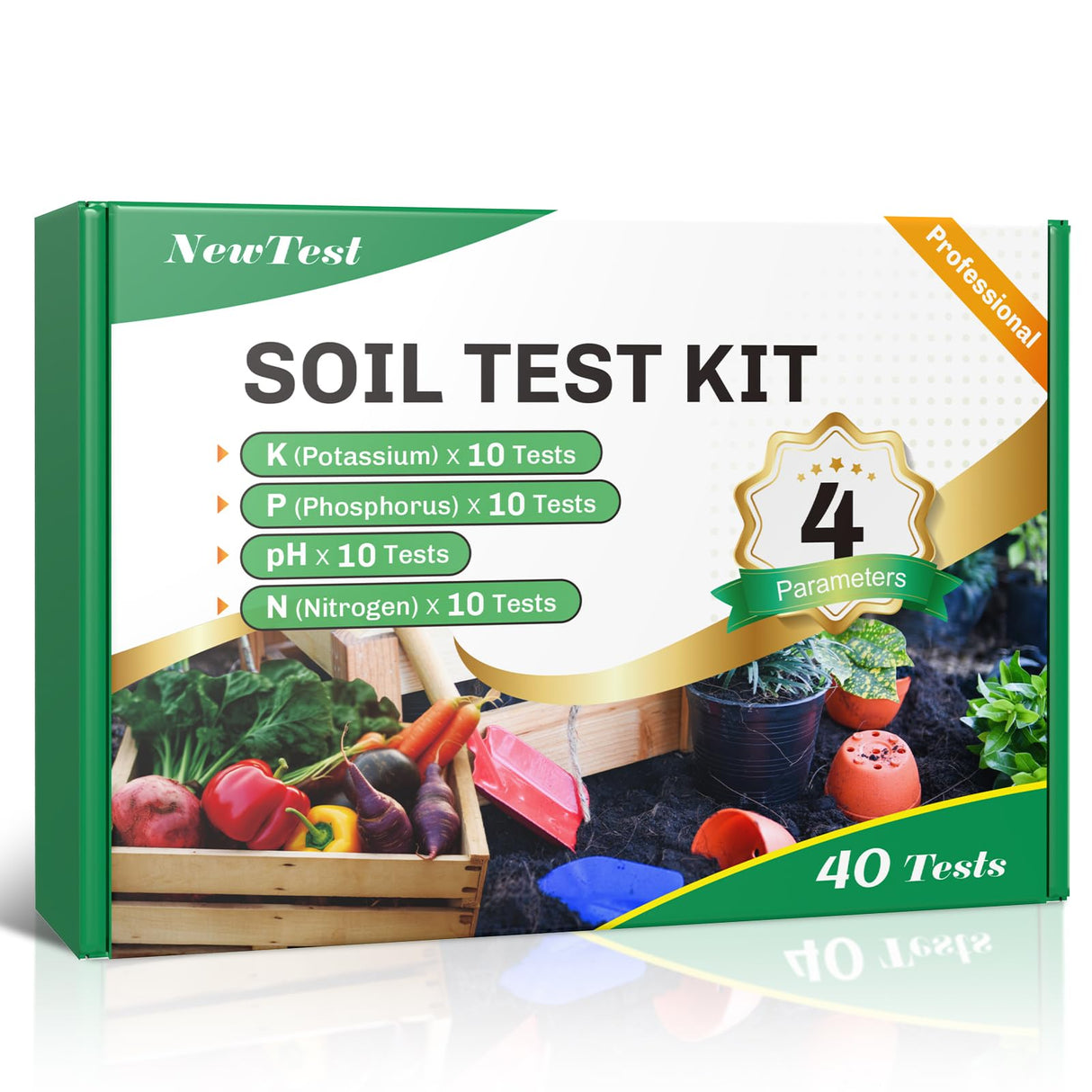 NewTest Soil Test Kit 4 Parameters: 40 Tests Professional Soil Testing Kits