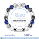 Howlite Natural Gemstone Bracelet for Men, Map Gemstone and Blue Vein Gemstone for Teens Gifts, 10MM Men's Elastic Adjustable Beaded Bracelets for Men, Handcrafted Gifts For Anniversary,Christmas.