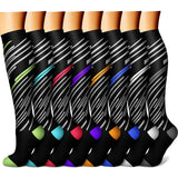 CHARMKING Compression Socks for Women & Men (8 Pairs) 15-20 mmHg Graduated Copper Support Socks are Best for Pregnant, Nurses - Boost Performance, Circulation, Knee High & Wide Calf (L/XL, Multi 33)