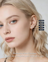 Kosuwo Moissanite Stud Earrings Set, 925 Sterling Silver, 18K White Gold Plated, Hypoallergenic, 5 Pairs, for Women and Men (18K White Gold)