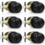 Estmoon 6 Pack Door Knobs, Matte Black Privacy Door Knob with Lock, Keyless Door Handle with Lock for Bedrooms/Bathrooms