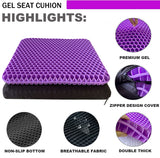 Gel Seat Cushion - Enhanced Double Thick Egg Seat Cushion with Non-Slip Cover - Office Chair Car Seat Cushion - Sciatica & Back Pain Relief - Perfect for Office Chair Car Wheelchair Travel