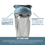 HELIMIX 1.5 Vortex Blender Shaker Bottle Holds Upto 20oz | No Blending Ball or Whisk | USA Made | Portable Pre Workout Whey Protein Drink Shaker Cup | Mixes Cocktails Smoothies Shakes | Top Rack Safe