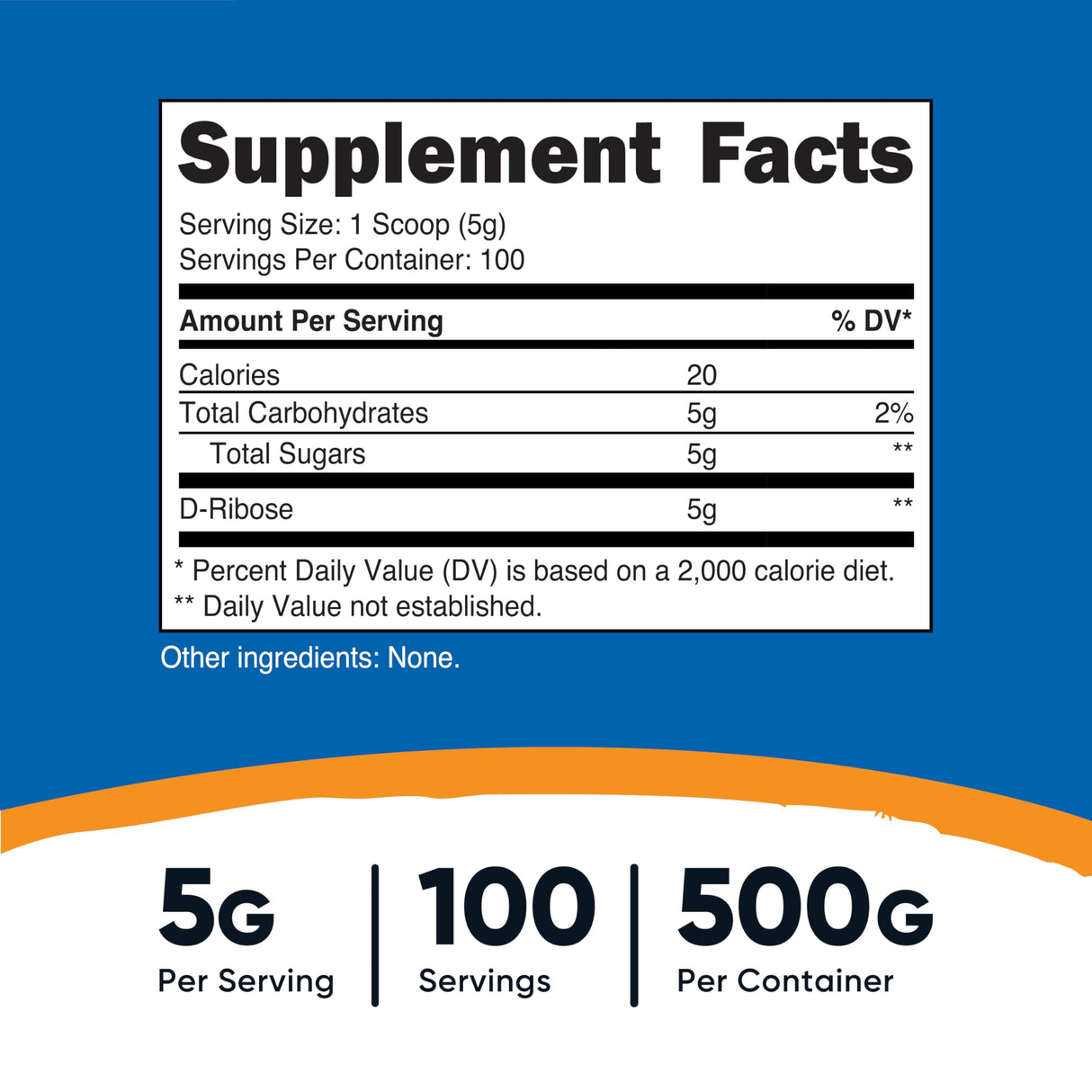 Nutricost D-Ribose Powder 500 Grams - 5000mg Per Serving, Non-GMO (500 Grams)