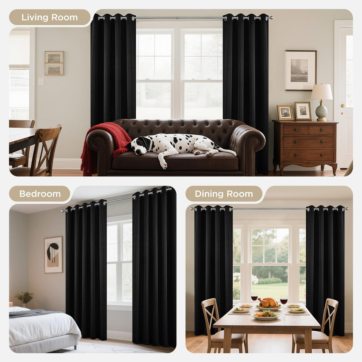 Joydeco Blackout Curtains 120 Inch Length 2 Panels Set, Thermal Insulated Long Curtains& Drapes 2 Burg, Christmas Drapes for Living Room Bedroom Window
