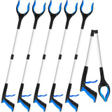 6 Pack 32 Inch Commercial Trash Grabber for Elderly Assist, Heavy Duty Lightweight Reacher with Ergonomic Handle & Non-Slip Grip, Multi-Use Outdoor Home Garden Cleanup Mobility Aid Tool (6, Blue)