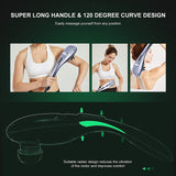 MEGAWISE Handheld Back Massager | Deep Tissue Percussion Massage for Back, Neck, Shoulders, Waist and Legs (Cordless Silver)