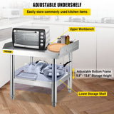 VEVOR Stainless Steel Equipment Grill Stand, 24 x 24 x 26 Inches Stainless Table, Grill Workstations with Adjustable Storage Undershelf, Equipment Stand Grill Table for Hotel, Home, Restaurant Kitchen