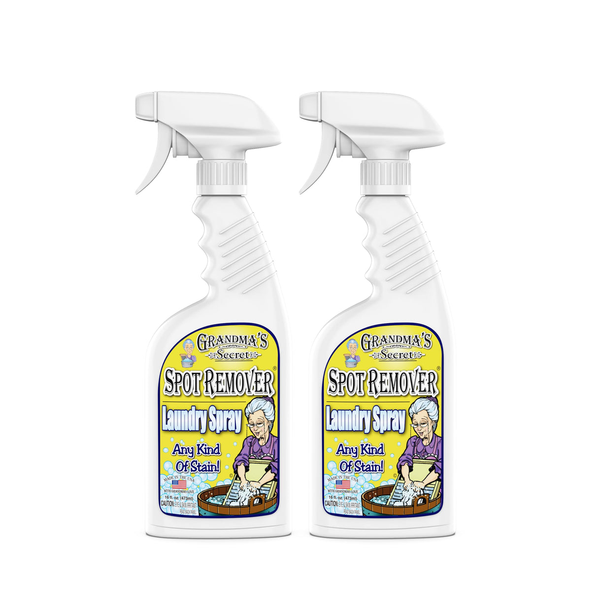 Grandma's Secret Spot Remover Laundry Spray - Chlorine, Bleach and Toxin-Free Fabric Stain Remover for Clothes - Removes Oil, Paint, Blood and Pet Stains - 16 Oz, 2 Pack