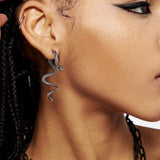 HZMAN Gothic Snake Stud Earrings for Women,Hypoallergenic,Waterproof
