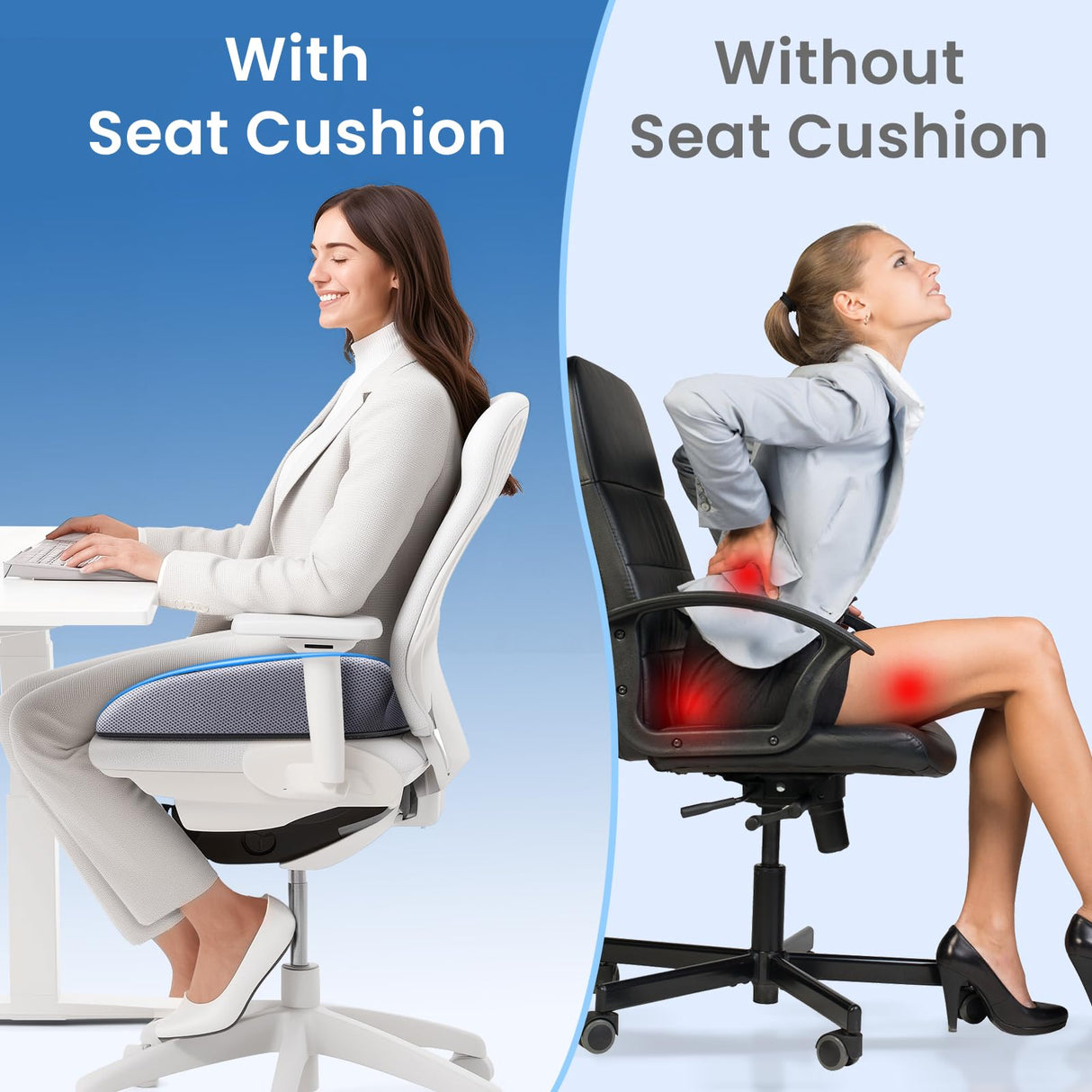 Benazcap Large Pressure Relief Seat Cushion for Tailbone Pain Office Chair Cushion for Butt, Back Pain, Coccyx & Sciatica Pain Relief Pillow. Memory Foam Seat Cushions for Office Chairs