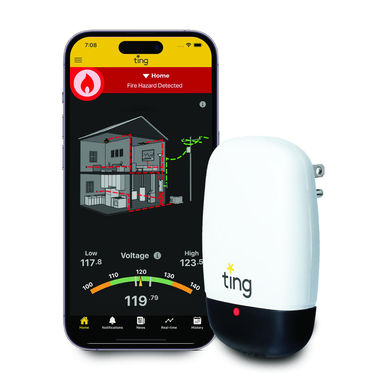Ting Fire Ting Fire Prevention Sensor & Service - Includes 12 Months of Required Service, Residential Use Only
