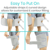 Vive Thigh Brace - Hamstring Quad Wrap - Adjustable Compression Sleeve Support for Pulled Groin Muscle, Sprains, Quadricep, Tendinitis, Workouts, Sciatica Pain and Sports Recovery - Men, Women (Grey)