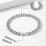 Tuewut Stainless Steel 8mm Cuban Link Bracelet for Men/Women/Boy,Silver/18K Gold Plated 6/6.5/7/8/9 inch Fashion HIP HOP Jewelry Bracelet for Gifts (Silver, 6 Inches)