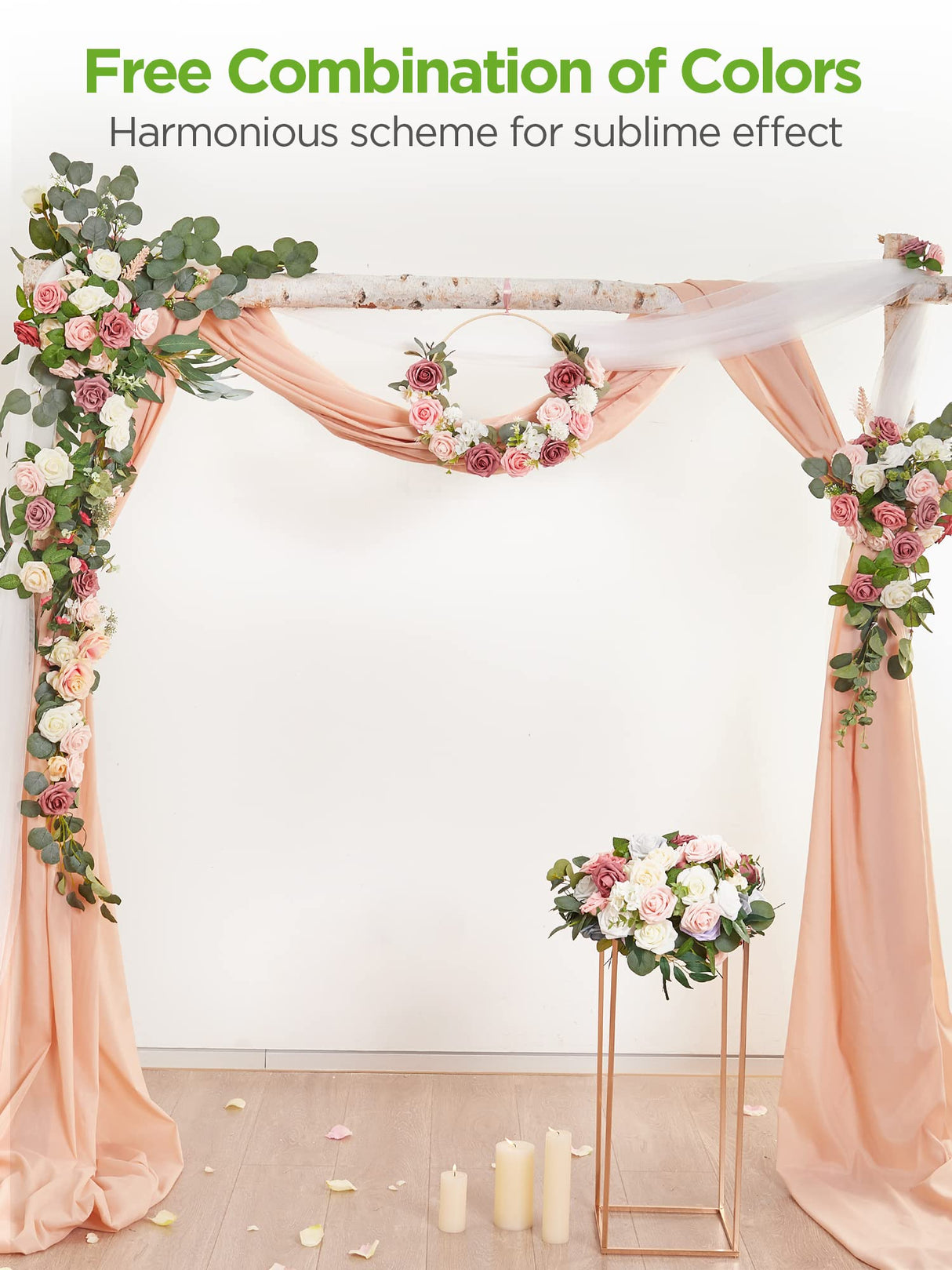 InnoGear Artificial Flowers, 50 Pcs Ivory White Foam Fake Roses Bulk with Stems for Decoration DIY Wedding Bouquets Centerpieces Bridal Shower Party Christmas Tree