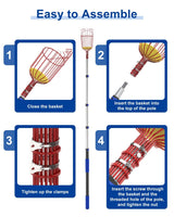 SKGPOLE 26FT Reach Fruit Picker, 5-20 Foot Sturdy Aluminum Telescoping Fruit Picker Extension Pole with Metal Twist-on Basket, Suit for Apple Pear Lemon Mango Guava Orange Avocados Tree Fruit Picking