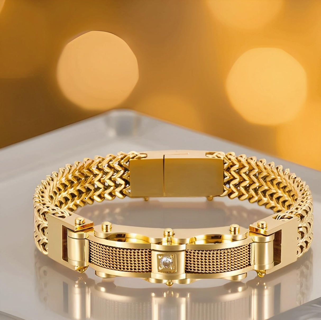 Klapgo Gold Bracelets for Men Stainless Steel Cuban Franco Link