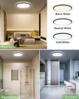 Zemty 8Pack 12 Inch LED Flush Mount Light, 28W 3200lm Super Slim Ceiling Light Fixture, 3000K/4500K/6000K Selectable Ceiling Lamp for Bedroom, Bathroom, Kitchen, Living Room (Black)