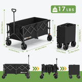 Blomoba Collapsible Wagon Cart, Folding Cart with 330LBS Capacity, Black