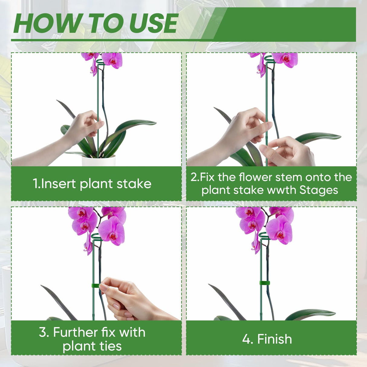 Plant Support Stakes 6 Pack, 12/24/36 Inch Heavy Duty Metal Plant Stakes, Adjustable Garden Plant Support Cages/Rings for Outdoor Indoor Plants, Plant Stick Support for Amaryllis Tomato Peony Orchid