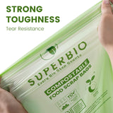 SUPERBIO 2.6 Gallon Compostable Bags, 100 Count, 2 Pack, 9.84L, Handle Tie Food Waste Bags, BPI and OK compost INDUSTRIAL Certified