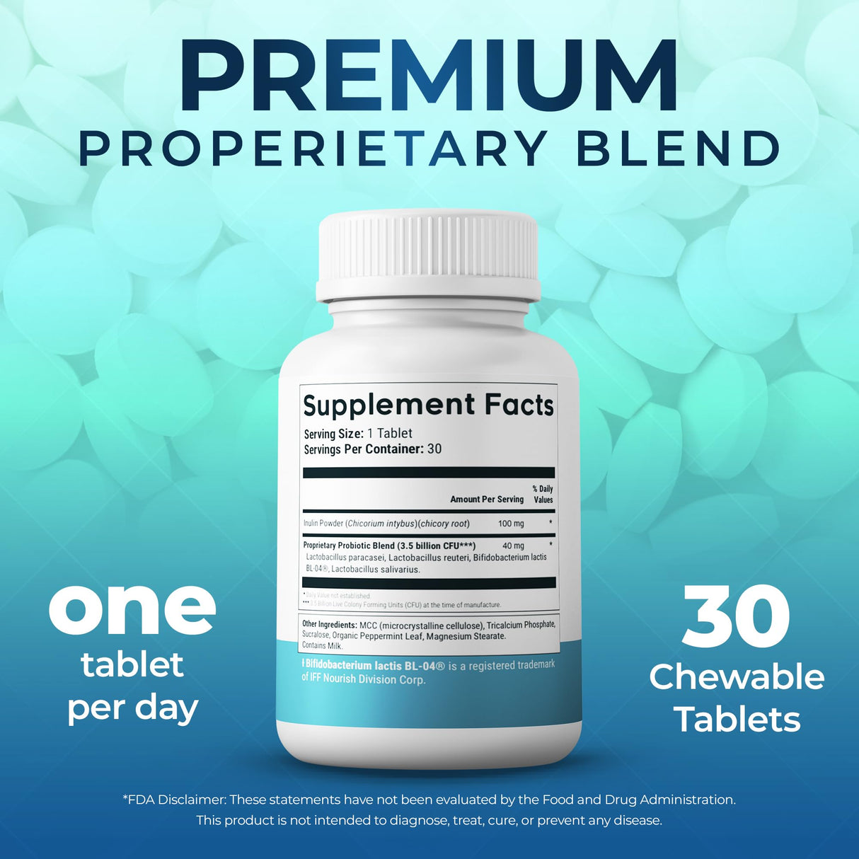 PurDentix Oral Health Probiotic – 4-Strain Formula for Healthy Gums, Teeth & Fresh Breath – 30 Chewable Tablets