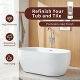 Tub and Tile Spray Paint White Gloss Waterproof Spray White Tile Paint Bathtub Refinishing Kit for Tiles Ceramic Porcelain Fiberglass Resurfacing Bathroom Walls Bathtubs Sinks Countertop Toilets Gloss