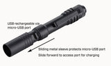 Streamlight 66601 MicroStream USB 250-Lumen 1150-Candela EDC Ultra-Compact LED Flashlight with Rechargeable Battery, Clear Retail Packaging, Black