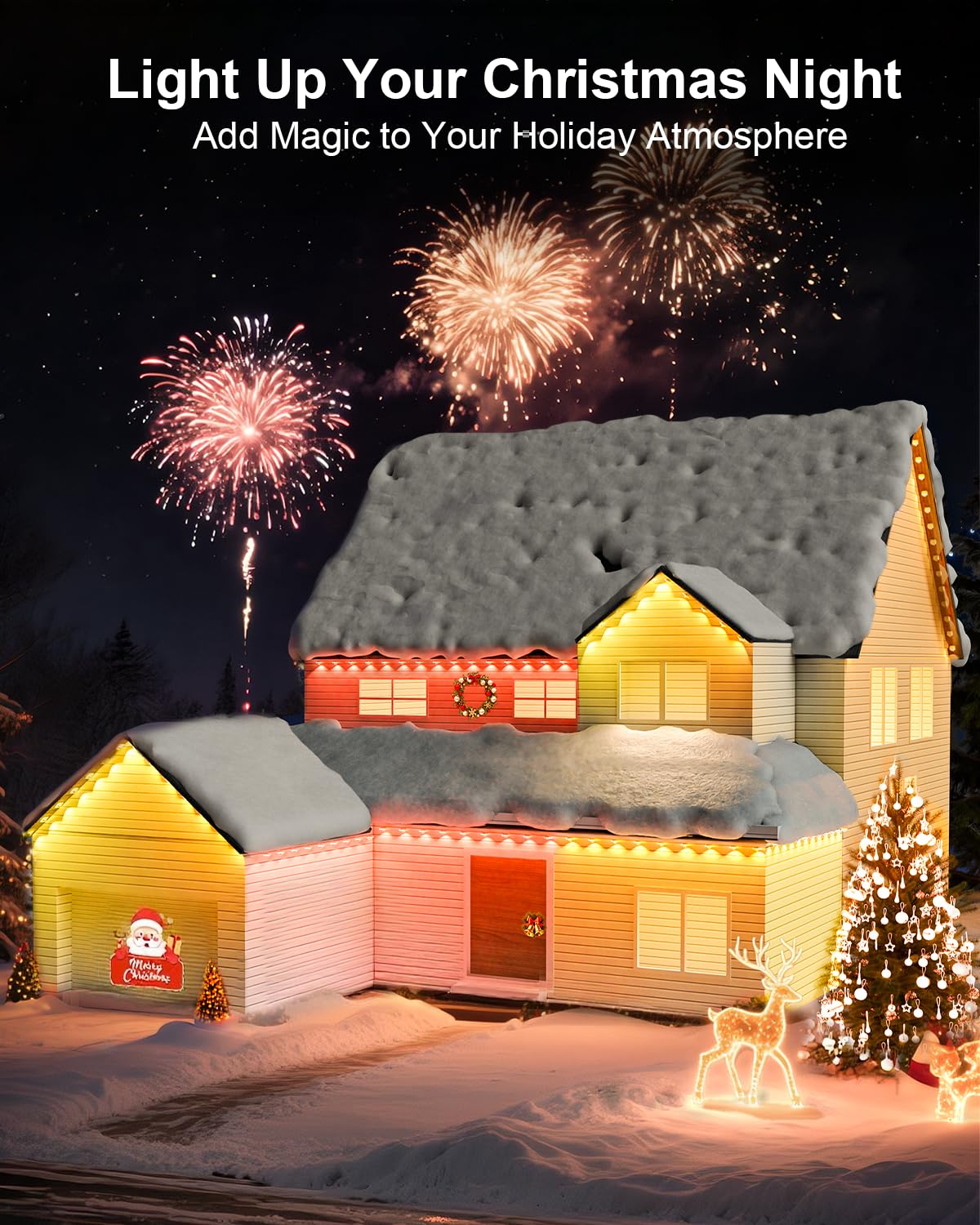 Tropwellhouse Permanent Outdoor Lights for House, 100ft RGB Smart LED Eave Lights with APP & Remote Control, IP67 Waterproof for Outdoor Decorations Including Halloween, Christmas, and Daily Lighting