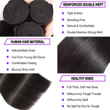 12A Human Hair Bundles 18 20 22 Inch Straight Bundles Human Hair 100% Unprocessed Brazilian Virgin Hair Natural Color Straight Hair Extensions for Women