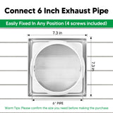 Funmit 6'' Metal Dryer Vent Cover, 7"x7" Outside Dimensions with Metal Mesh Screen, Outdoor Stainless Steel Louvered Vent Cover Includes 4 Screw for Easy Installation