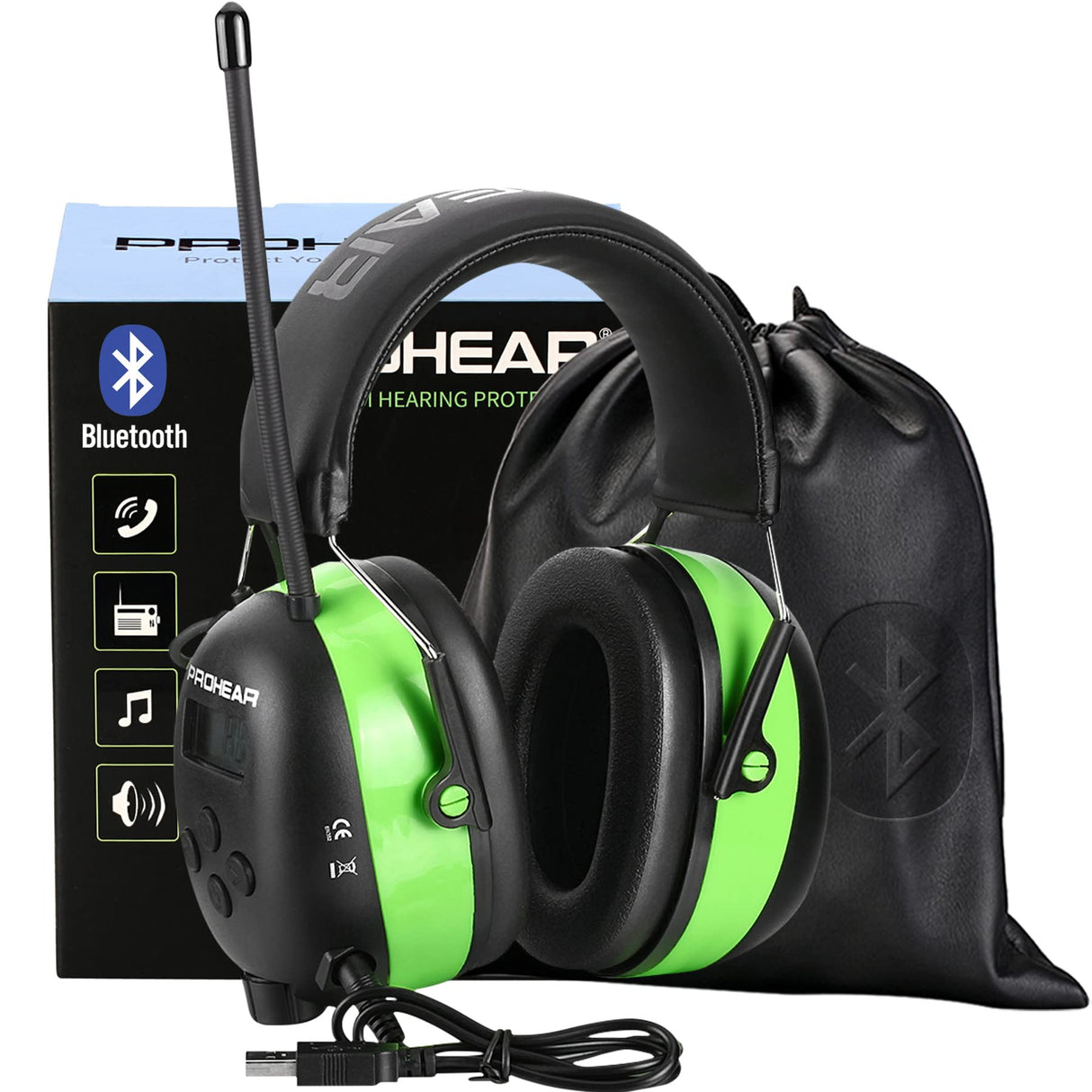 PROHEAR 033 Upgraded 5.4 Bluetooth Hearing Protection AM FM Radio Headphones, Noise Reduction Safety Earmuffs with Rechargeable 2000mAH Battery, 31dB SNR Ear Protector for Mowing Lawn,Gifts for Father